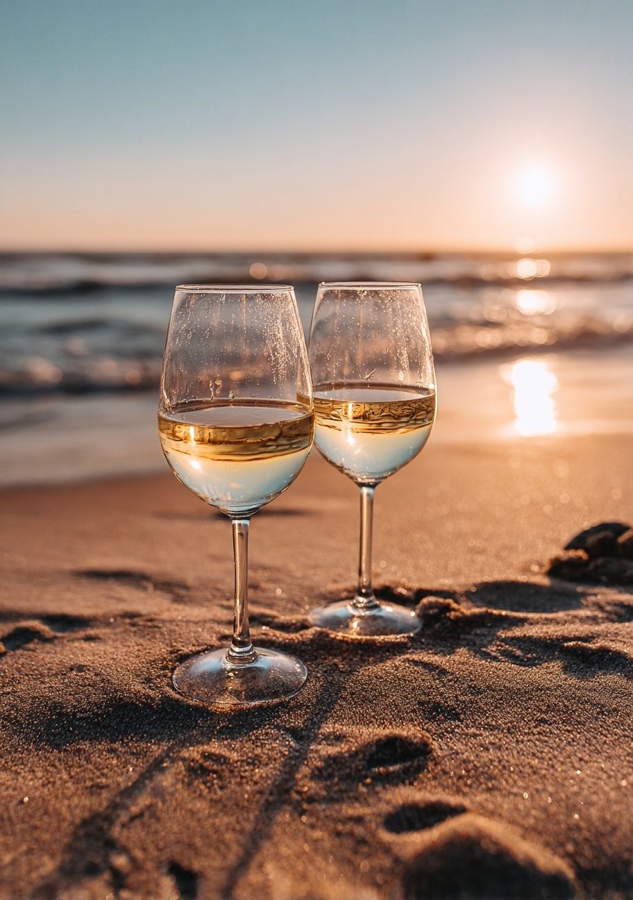 Wine Glasses at Sunset — Photography Print. poster — photography art