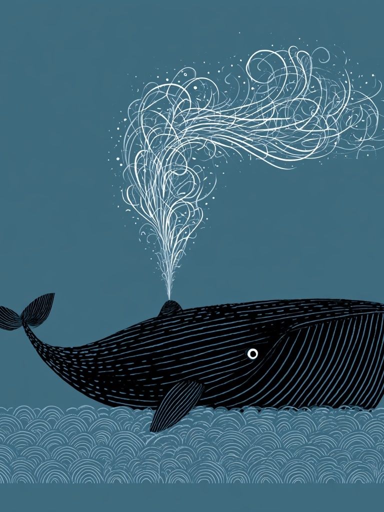 Whale Breaching Illustration Poster. poster detail