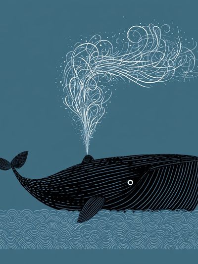 Whale Breaching Illustration Poster. poster