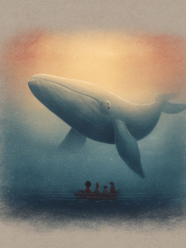 Whale Dreamscape Illustration Poster. poster detail