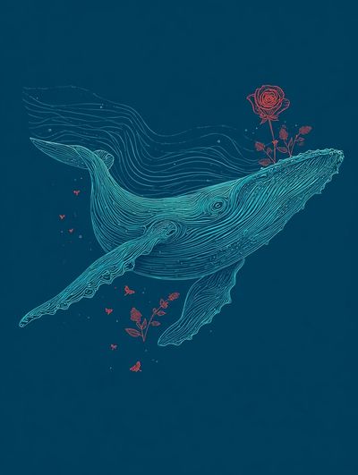 Whale Line Art Poster. poster print