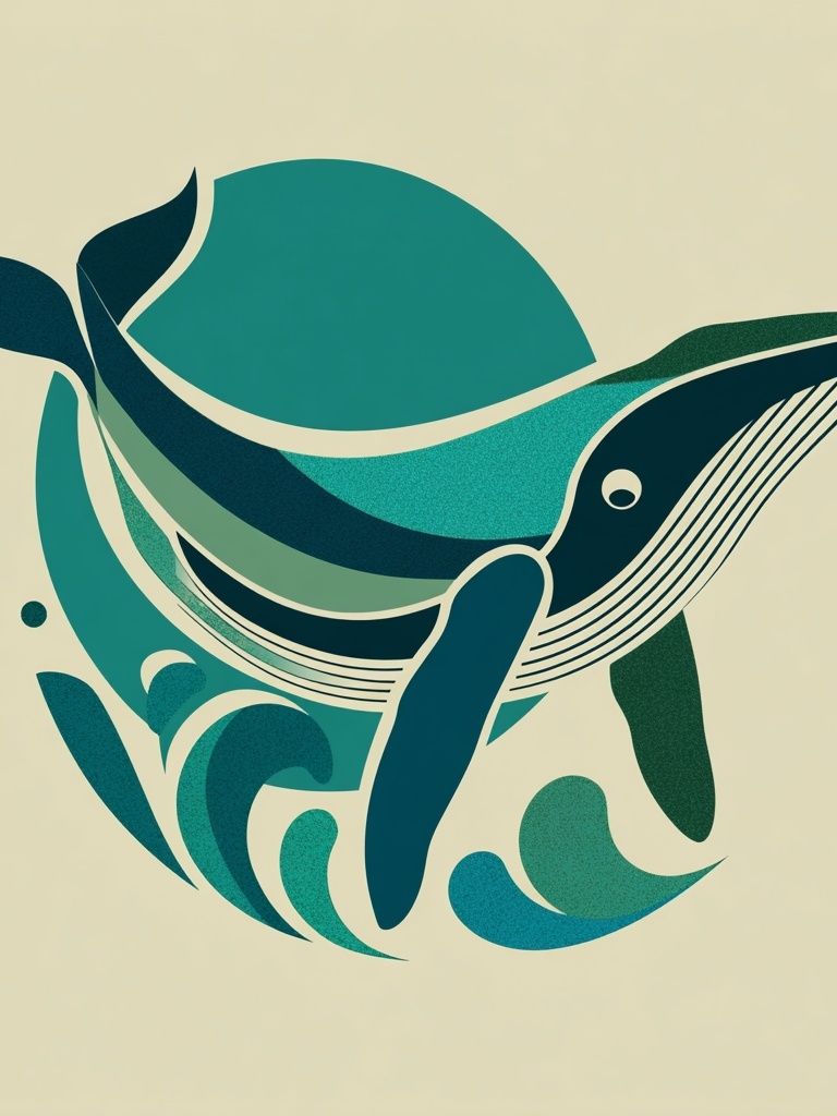 Whale Ocean Illustration Poster. poster — illustration art