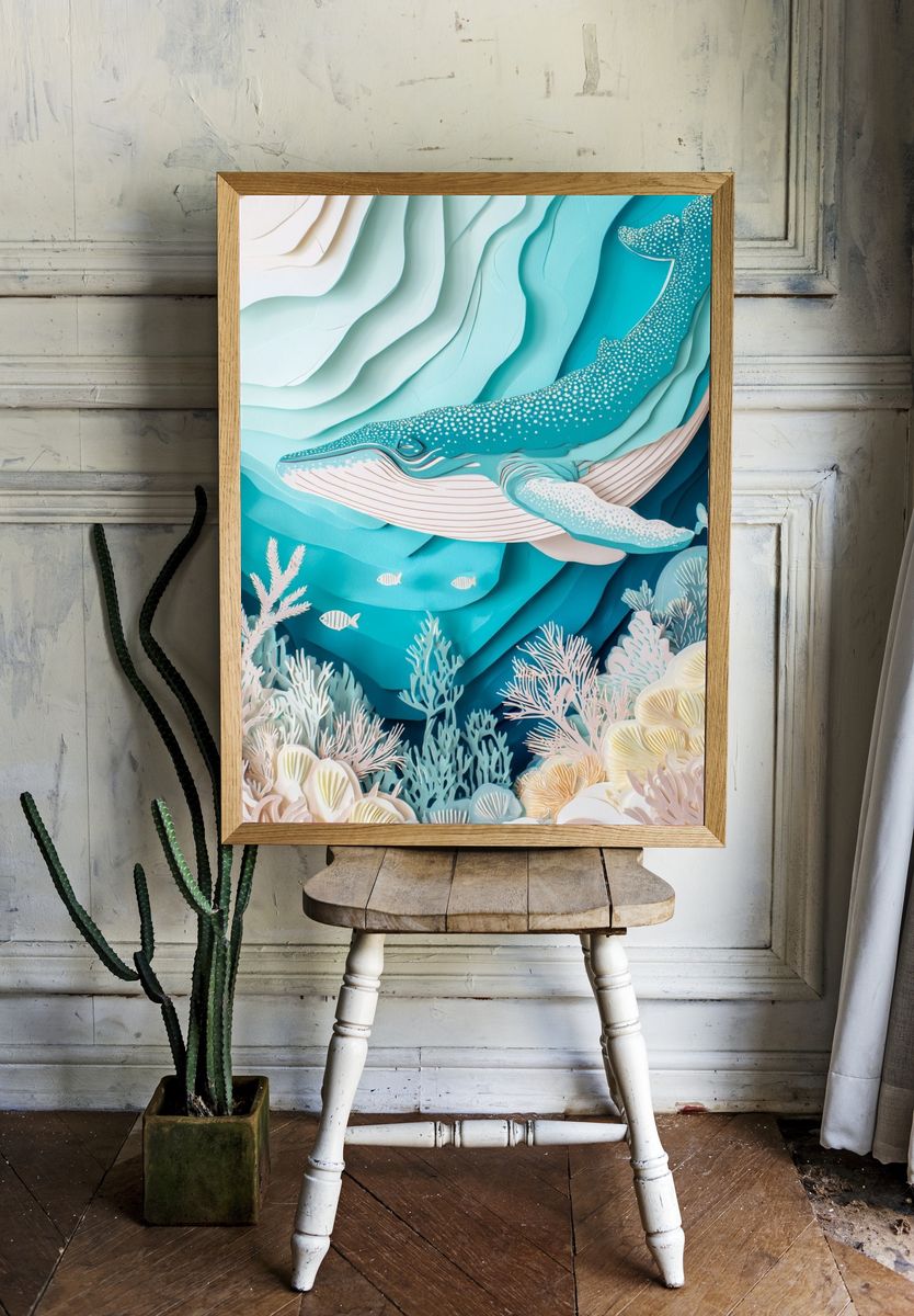 Whale Underwater Layers Poster room preview