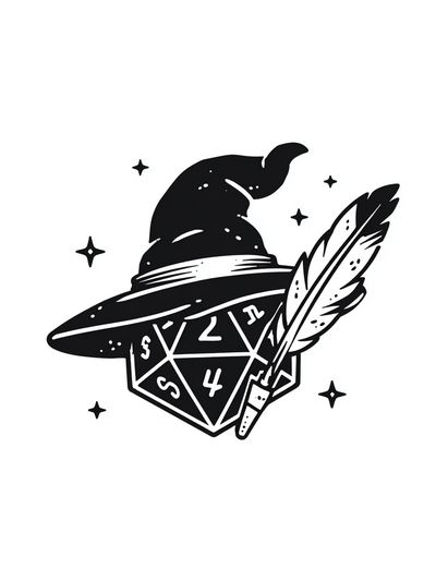 Wizard Hat and Dice — Illustration Print. poster print