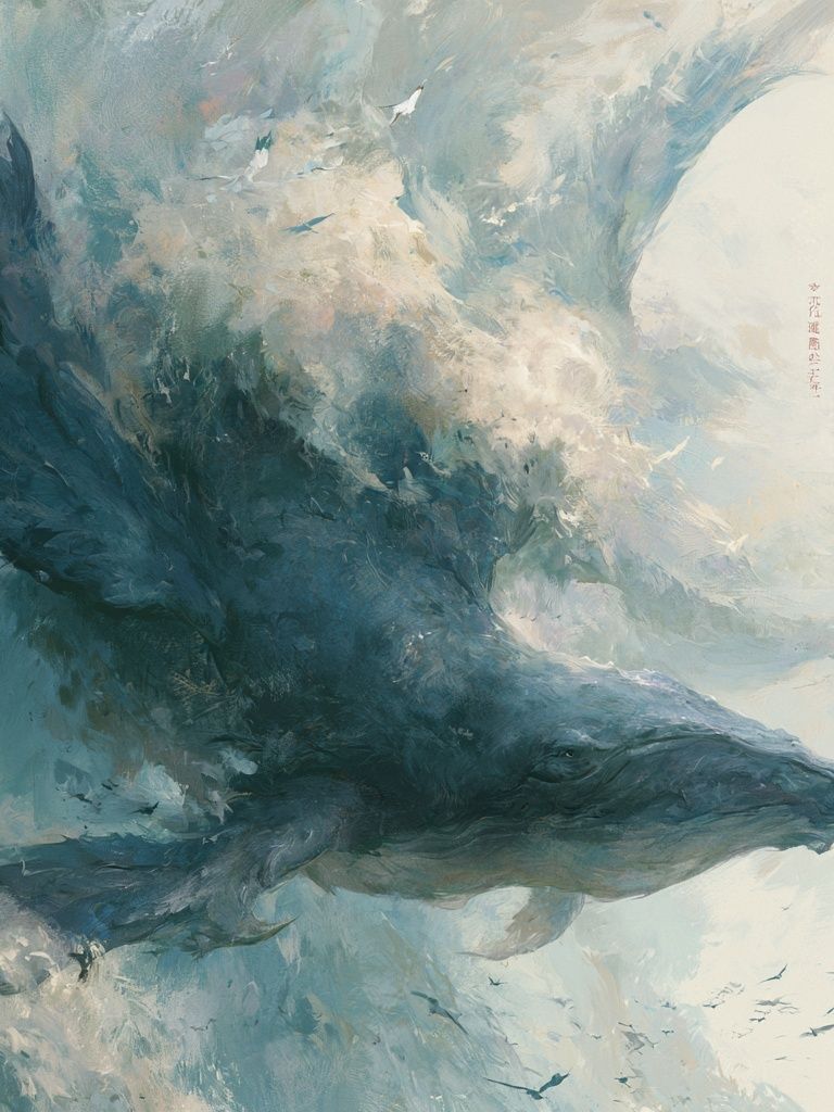 Whale in the Clouds Illustration Poster. poster detail