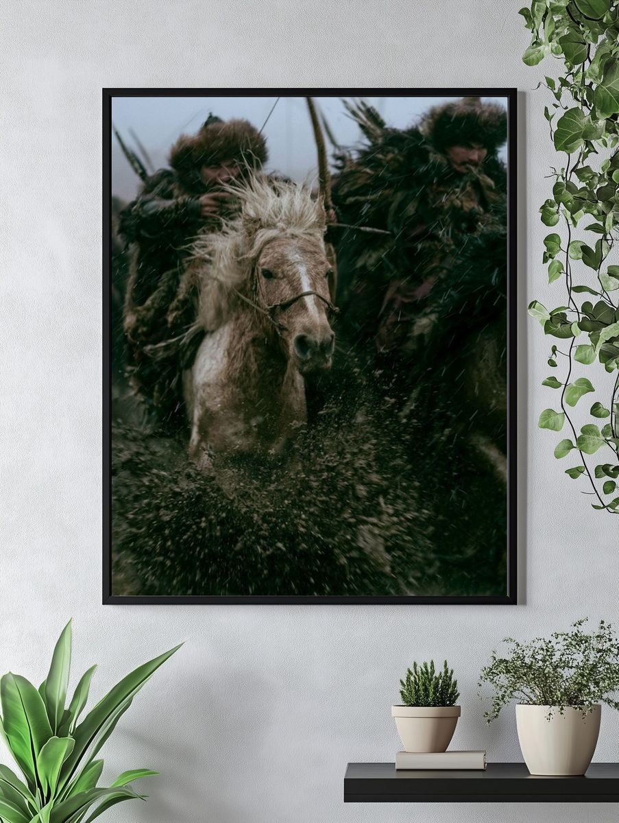 Wild Horse Charge Photography Poster. — room view 4
