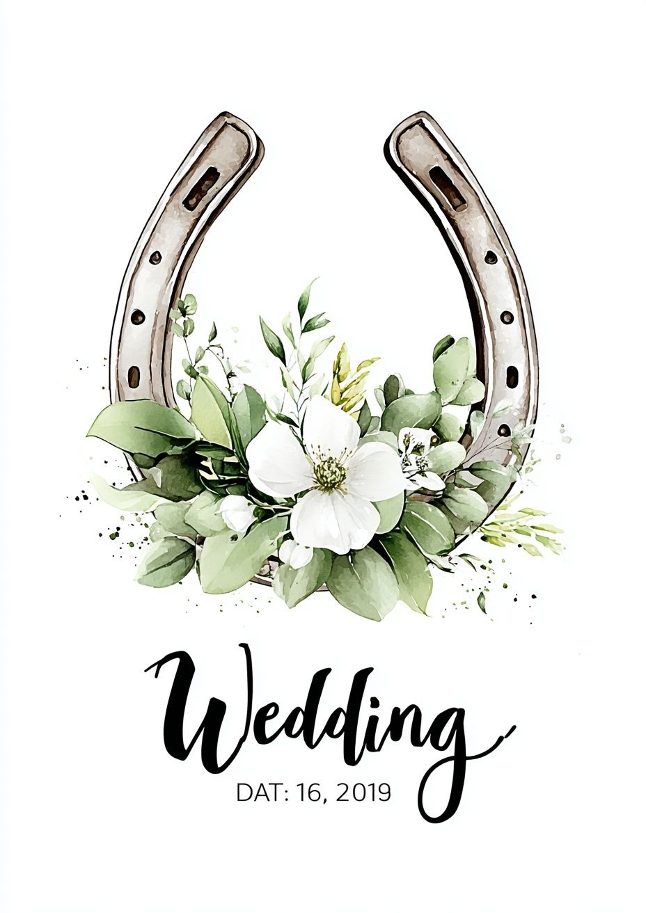 Wedding Horseshoe Floral Print. poster — illustration art
