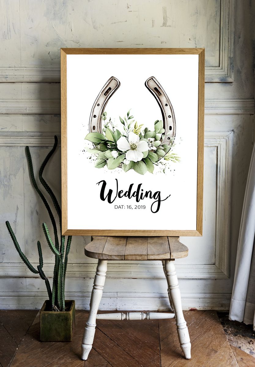 Wedding Horseshoe Floral Print room preview
