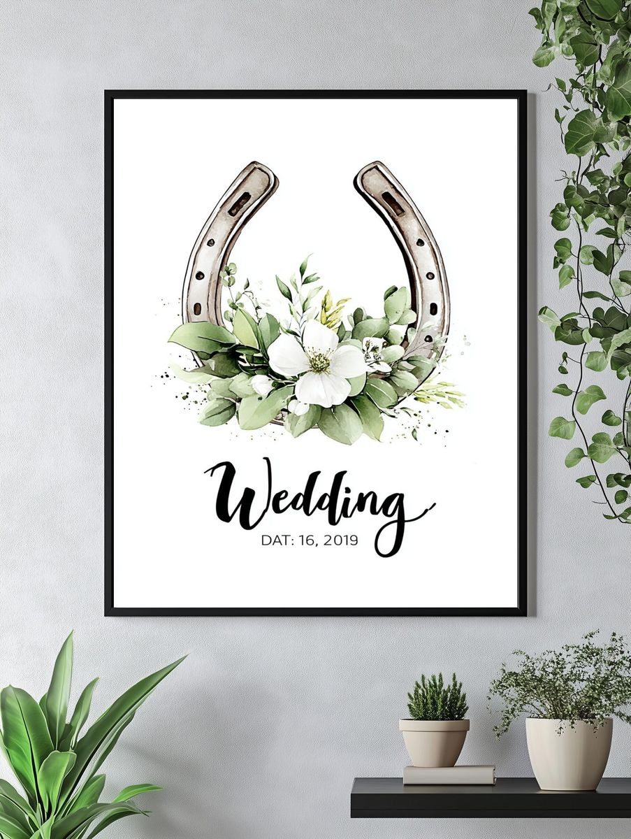 Wedding Horseshoe Floral Print. — room view 4