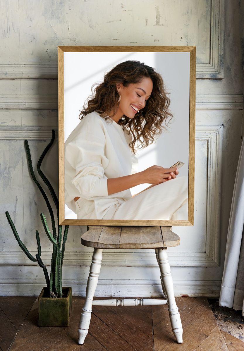 Woman in White Portrait Poster. — room view 1
