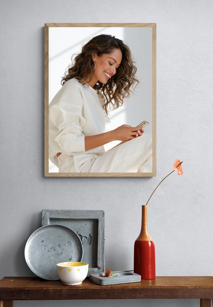 Woman in White Portrait Poster. — room view 3