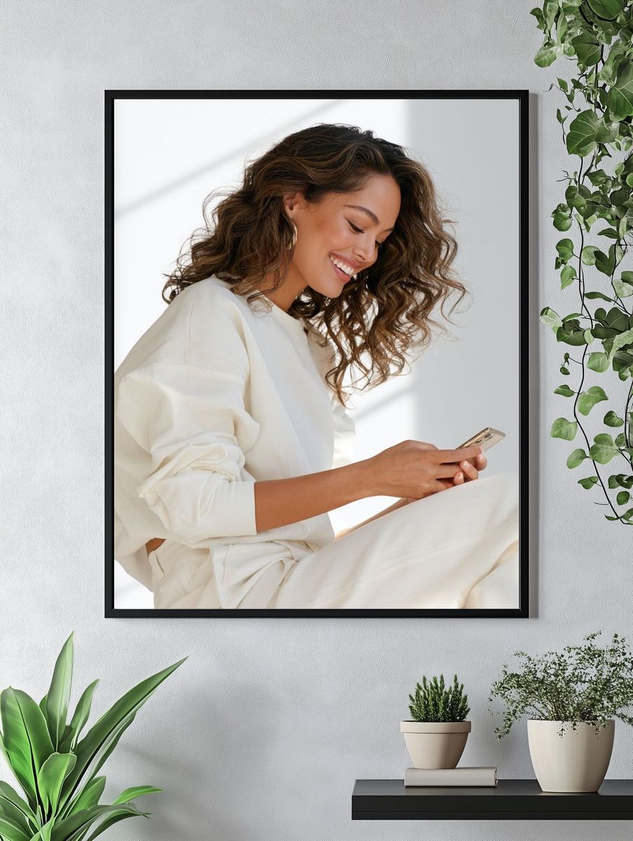 Woman in White Portrait Poster. — room view 4