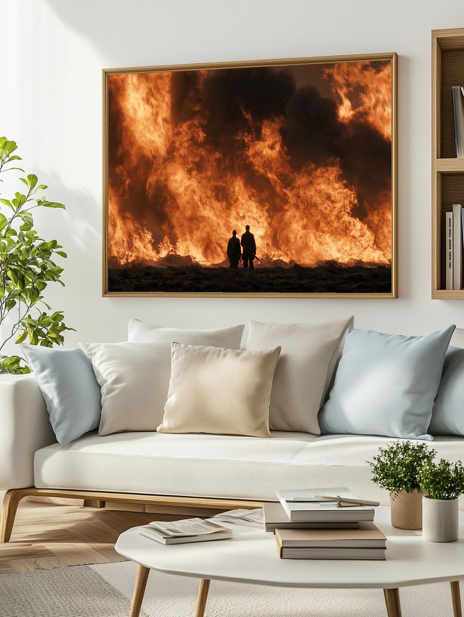 Wildfire Silhouette Photography Poster. — room view 2