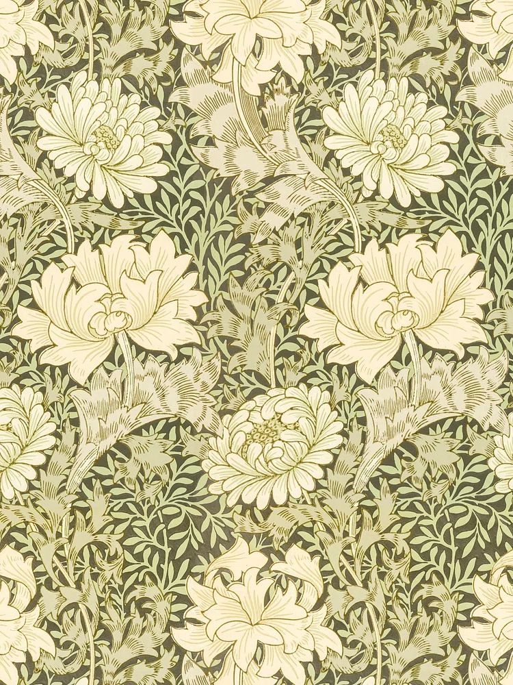 William Morris's vintage chrysanthemum flower. poster detail