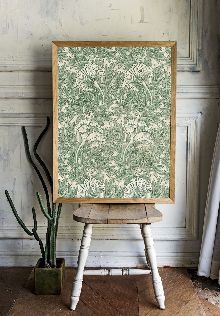 Green Tulip by William Morris — Vintage Print room preview