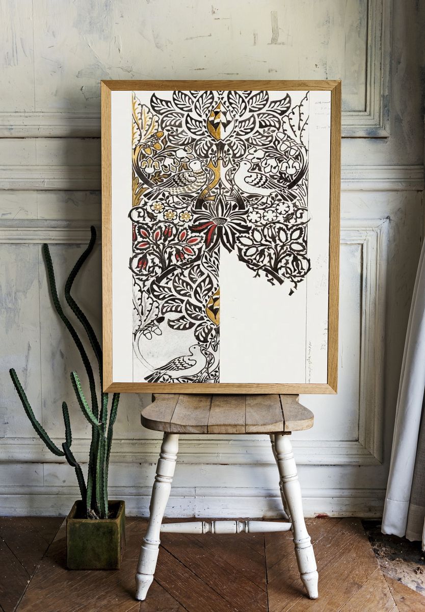 Watercolour, woven fabric design: Dove. room preview