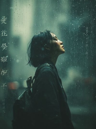 Woman in Rain — Photography Print. poster