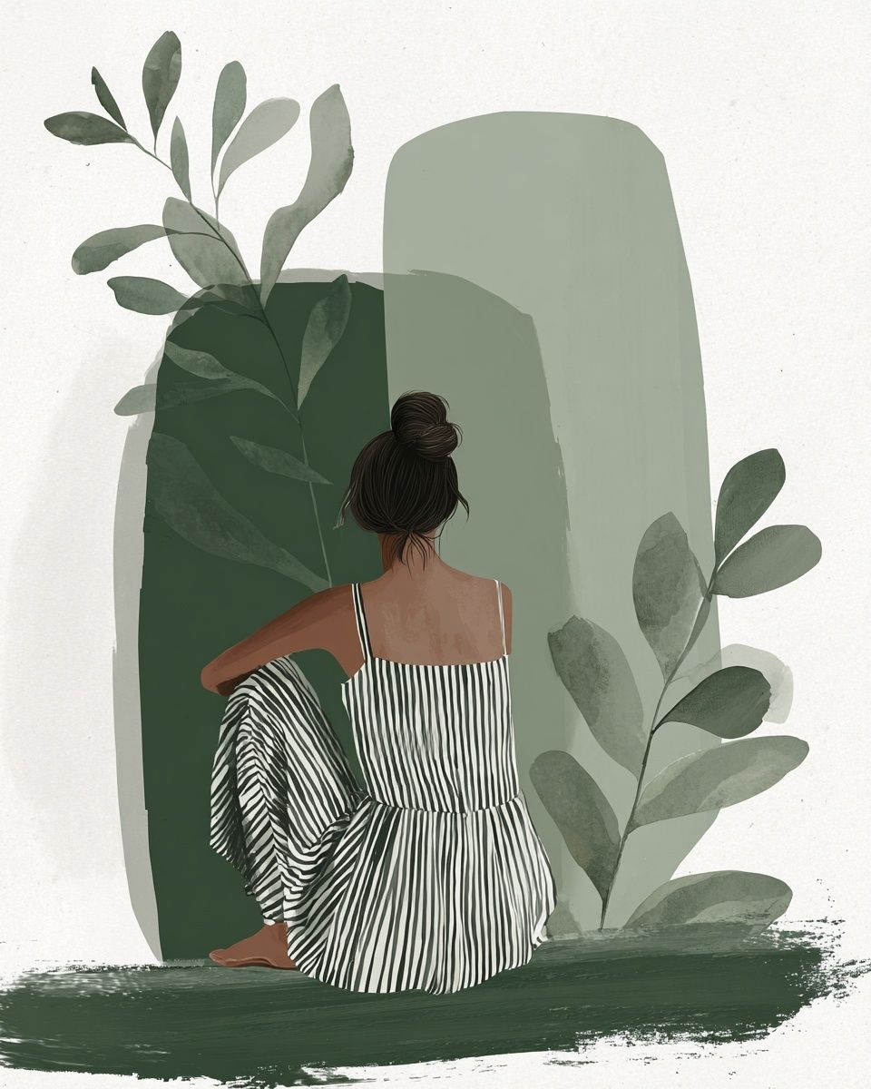 Woman in Stripes — Illustration Print. poster — illustration art