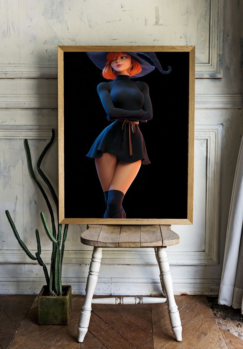 Stylish Witch — Illustration Print. — room view 1