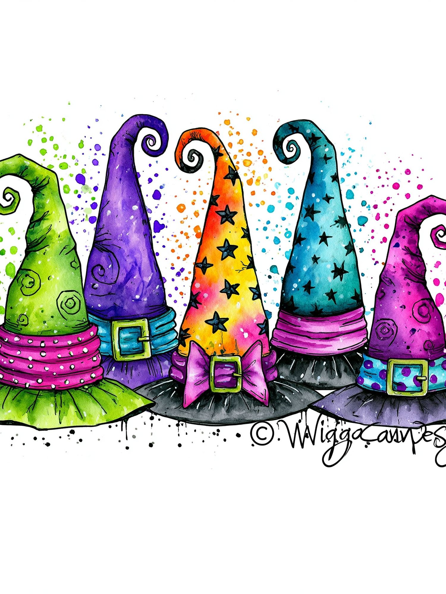 Witch Hats Watercolor Poster. poster detail