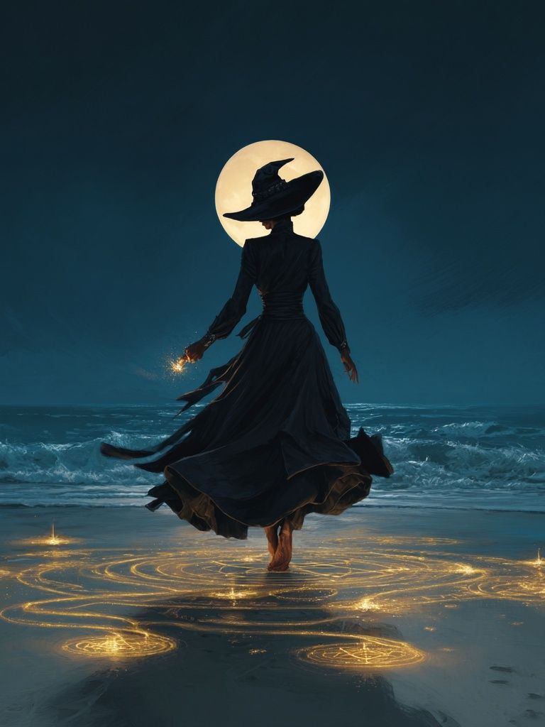 Mystical Witch by the Sea — Illustration Print. poster — illustration art