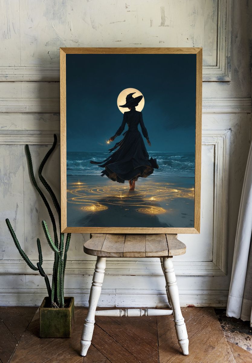 Mystical Witch by the Sea — Illustration Print room preview