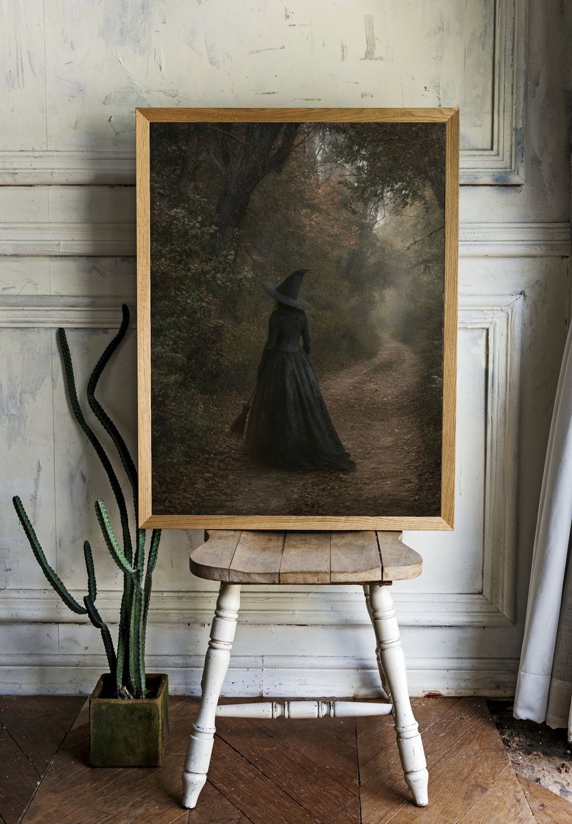 Witch in Misty Forest Photography Poster. room preview