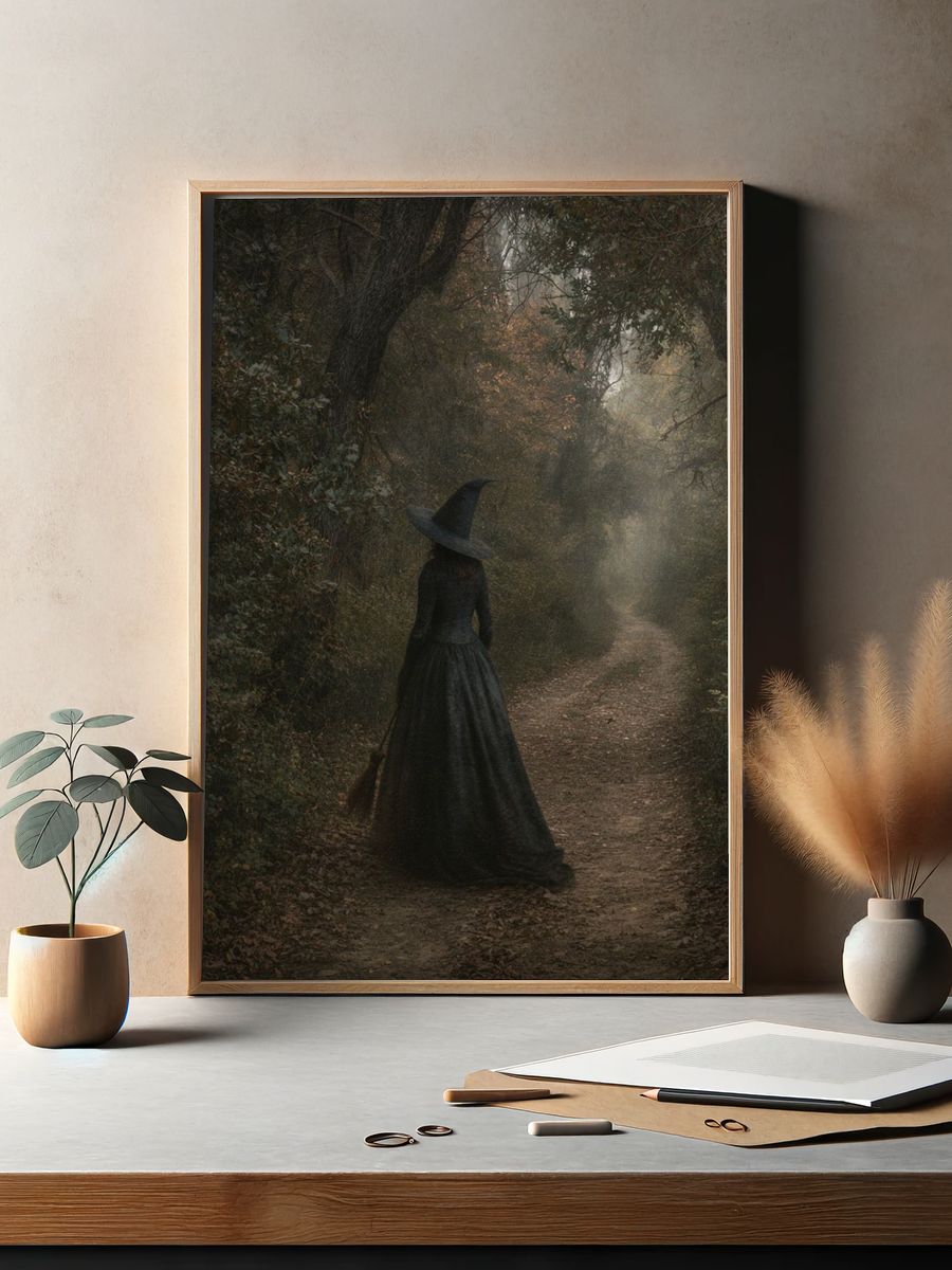 Witch in Misty Forest Photography Poster. — room view 2