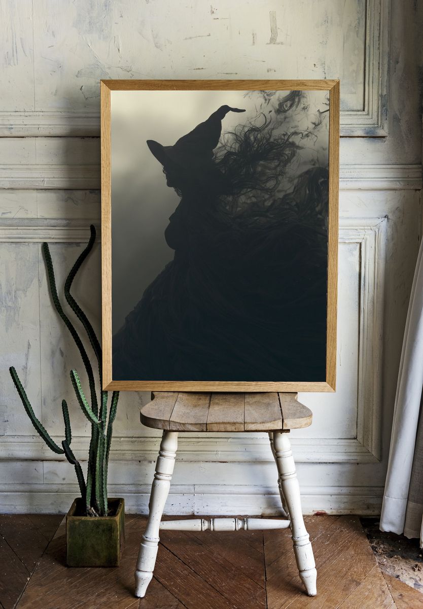 Witch Silhouette Smoke Poster. room preview