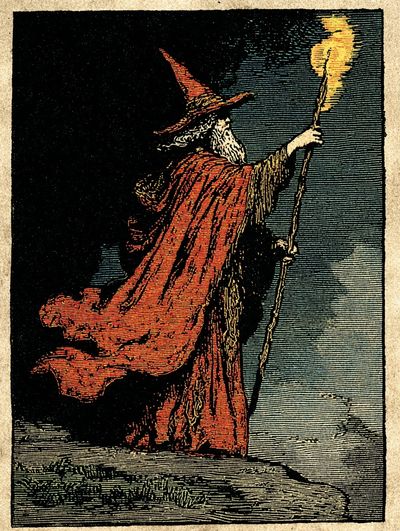 Wizard with Flame — Vintage Print. poster print
