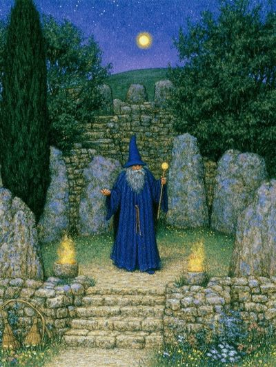 Moonlit Wizard Garden Print.