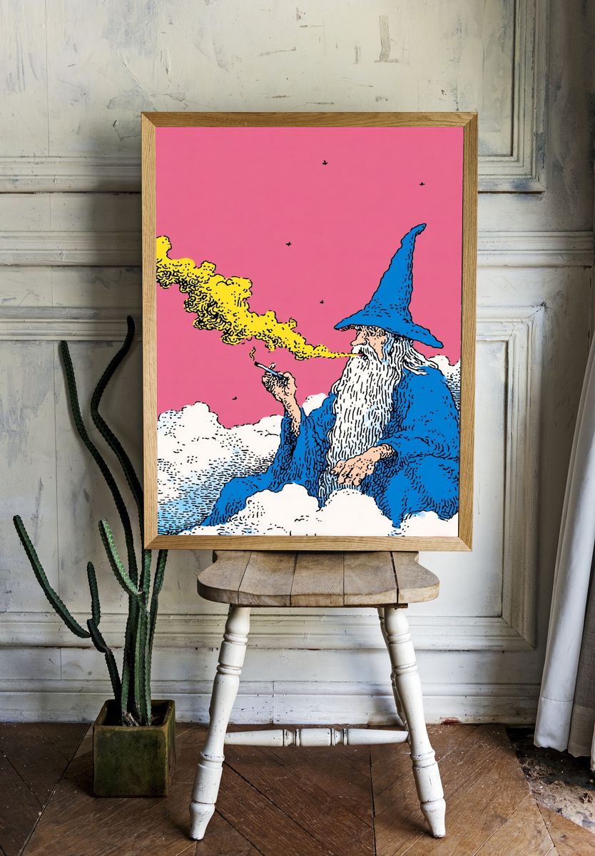Wizard Smoking — Illustration Print room preview