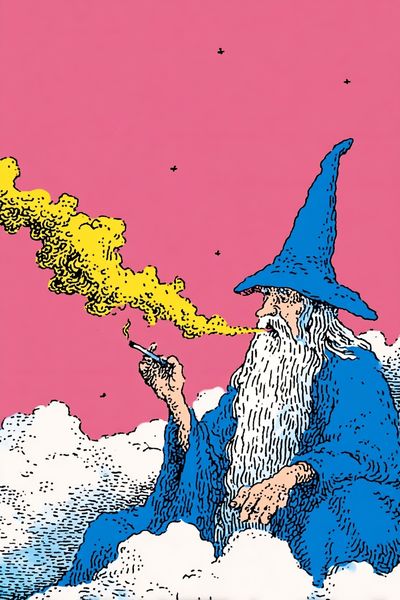 Wizard Smoking — Illustration Print. poster