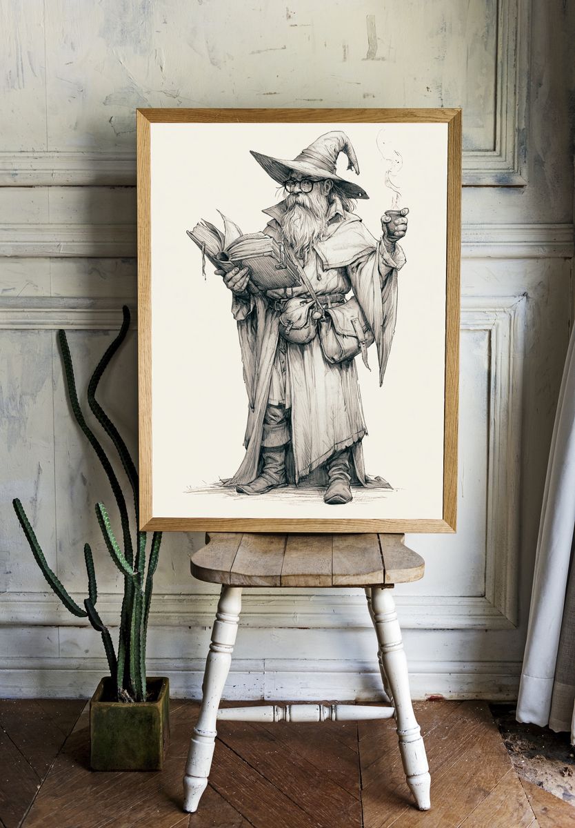 Wizard Reader Illustration Poster. room preview