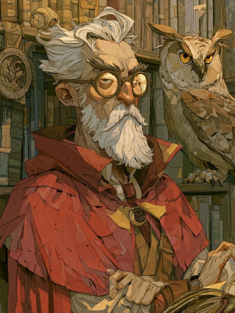 Wizard and Owl Illustration Poster. poster detail