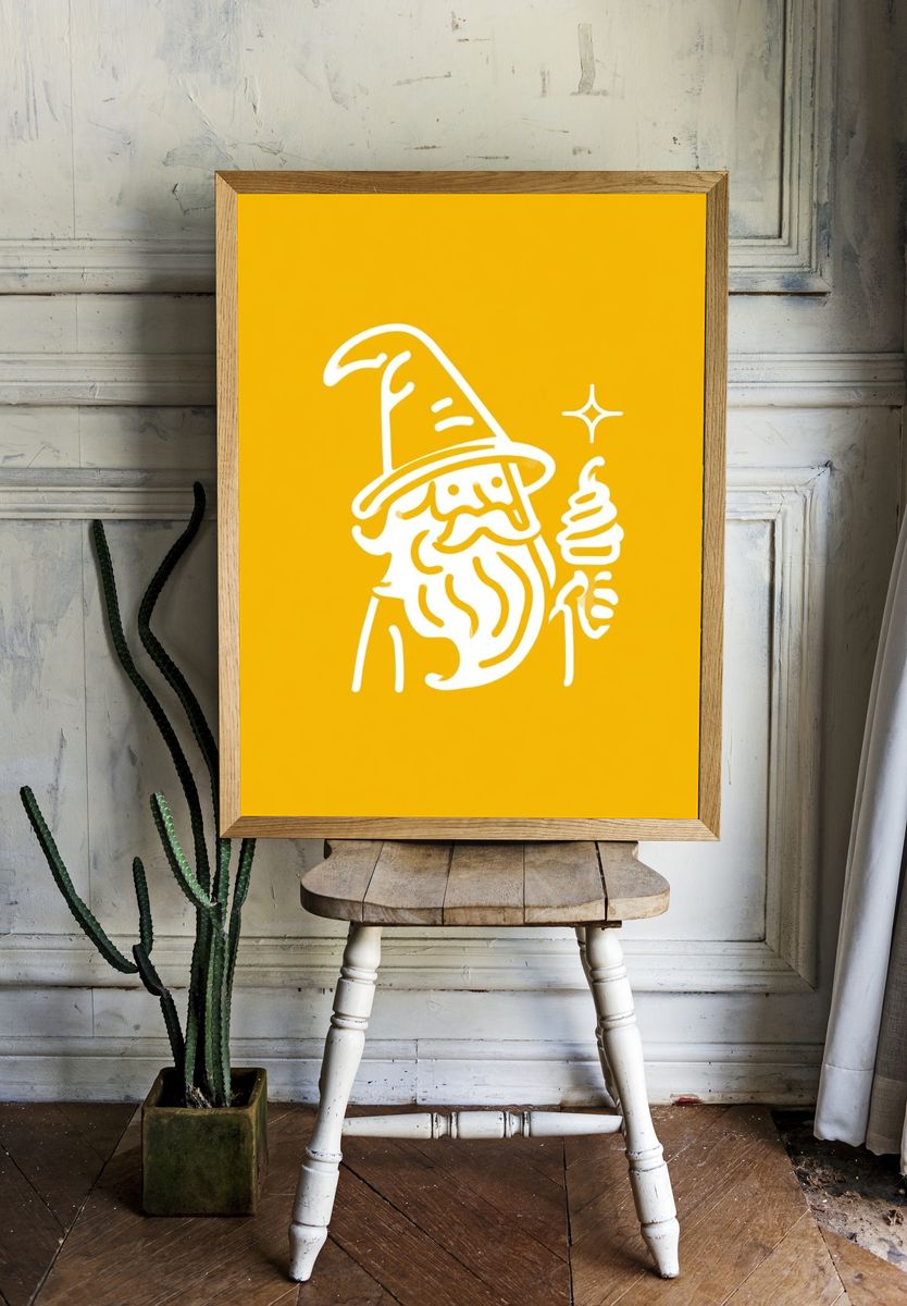 Wizard Line Art Poster. — room view 1