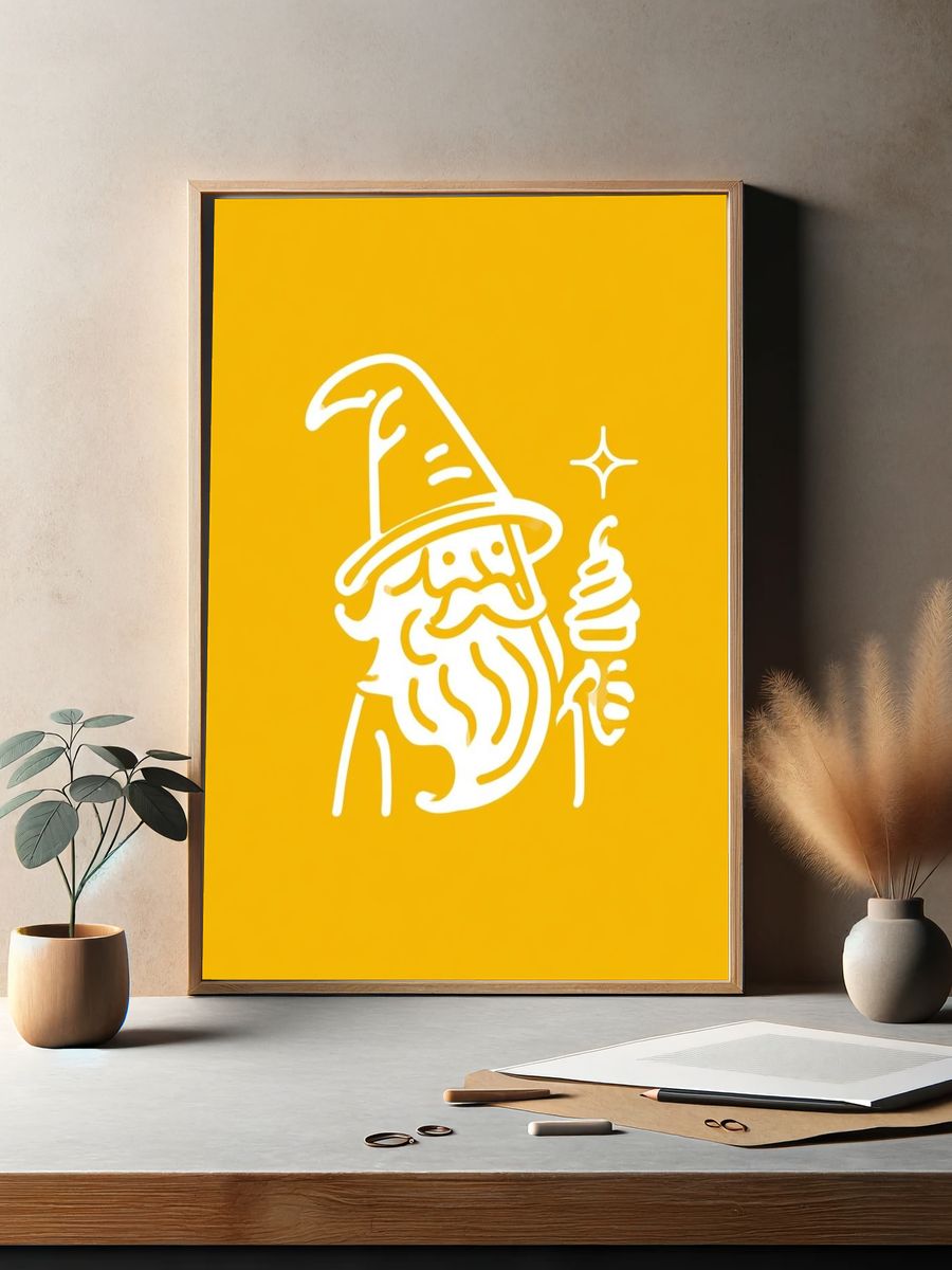 Wizard Line Art Poster. — room view 2