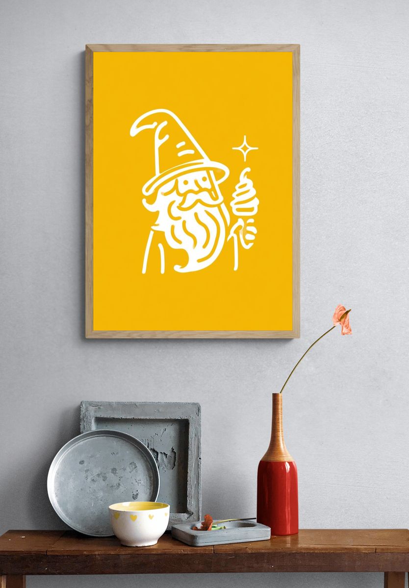 Wizard Line Art Poster. — room view 3