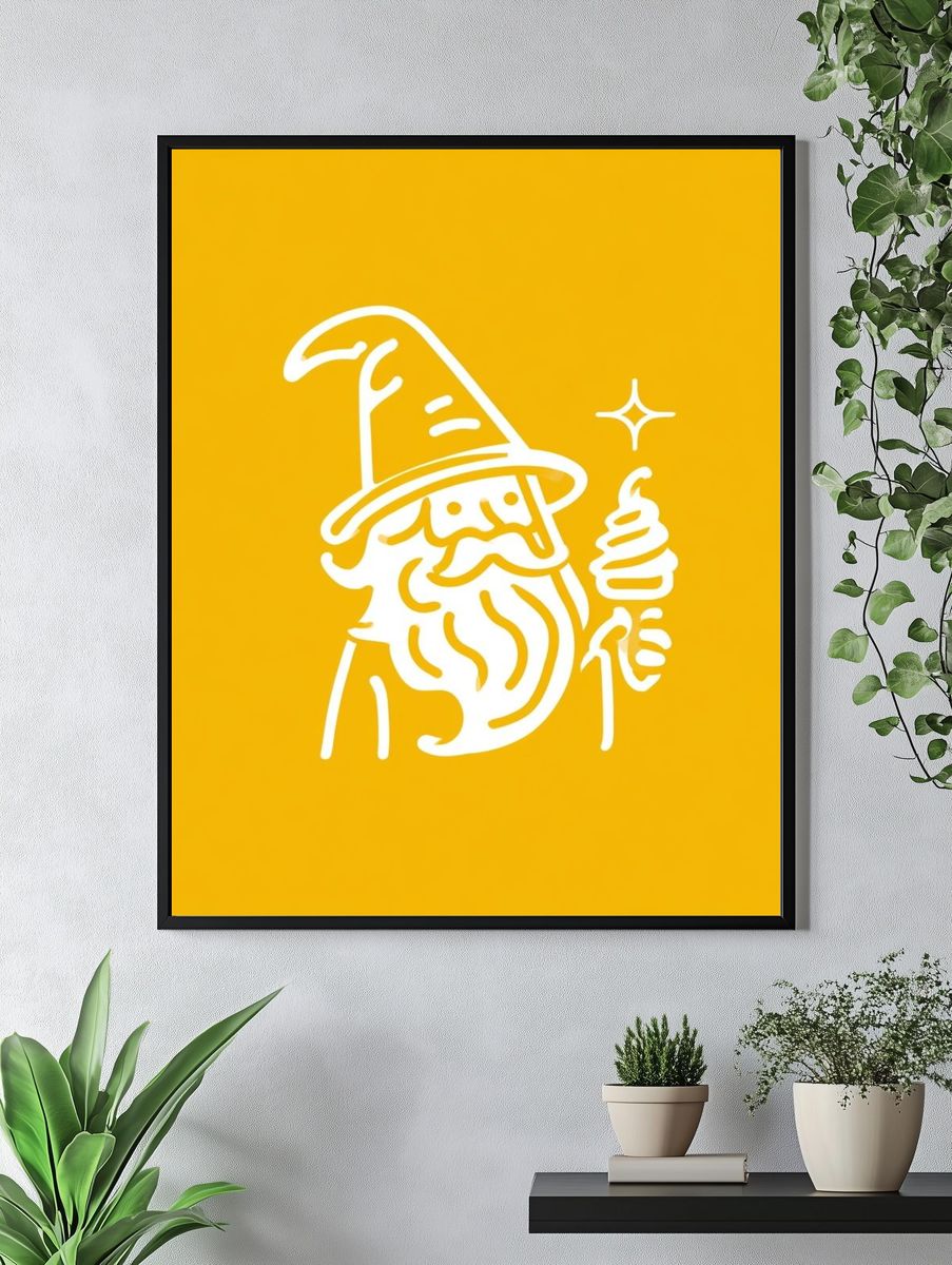 Wizard Line Art Poster. — room view 4
