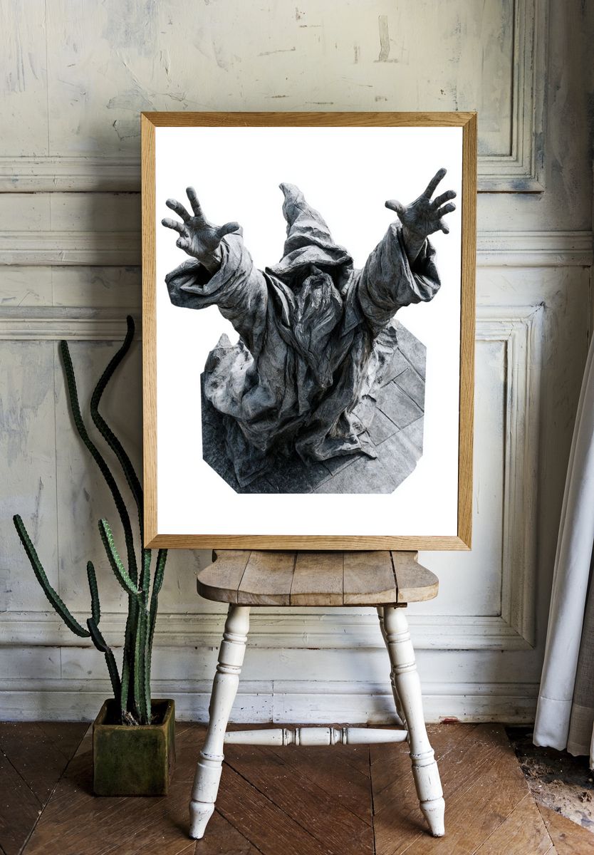 Wizard Statue Photography Poster. — room view 1