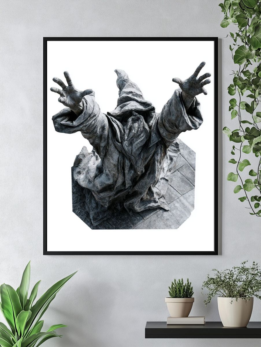 Wizard Statue Photography Poster. — room view 4