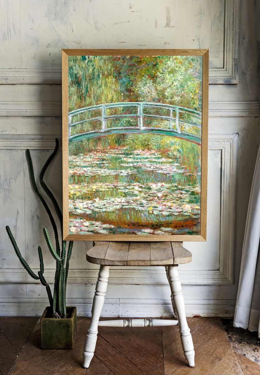 Water Lilies and Bridge — Impressionism Print room preview