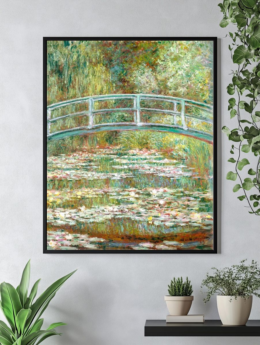 Water Lilies and Bridge — Impressionism Print. — room view 4