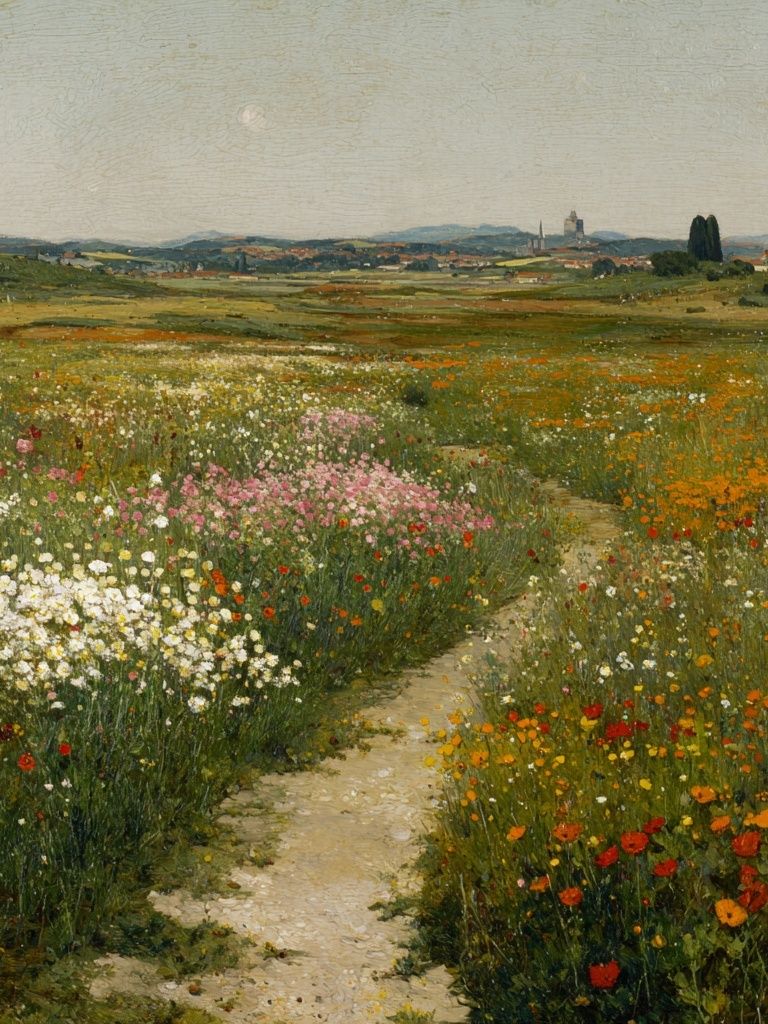 Wildflower Meadow Landscape Print. poster — fine-art art