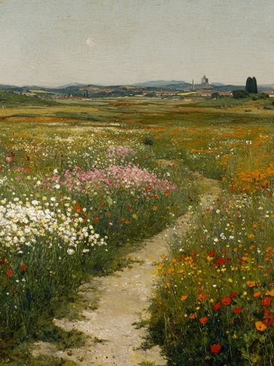 Wildflower Meadow Landscape Print. poster print