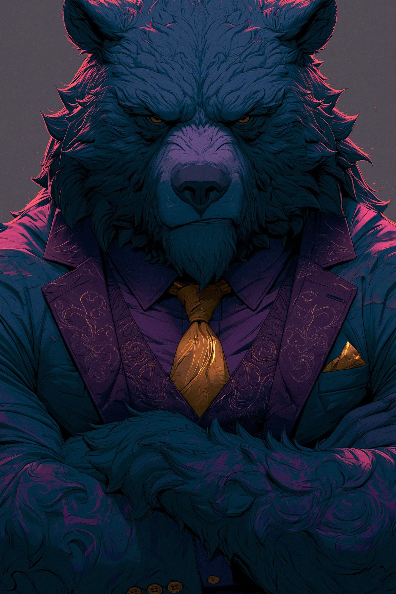 Wolf Gentleman Digital Art Poster. poster — illustration art