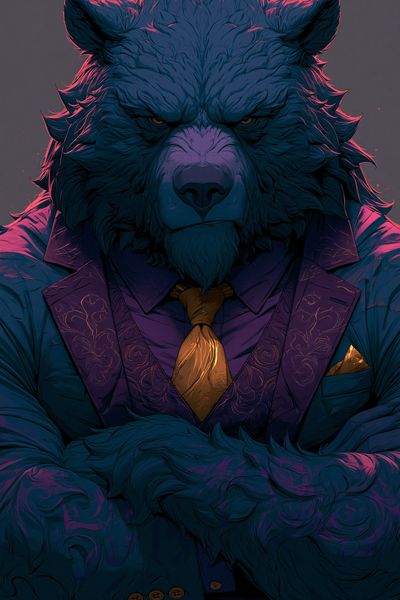 Wolf Gentleman Digital Art Poster. poster print