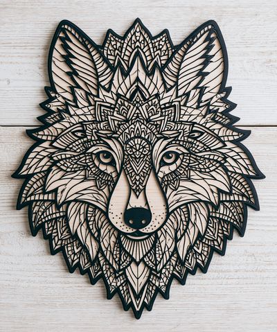 Geometric Wolf Line Art Poster. poster