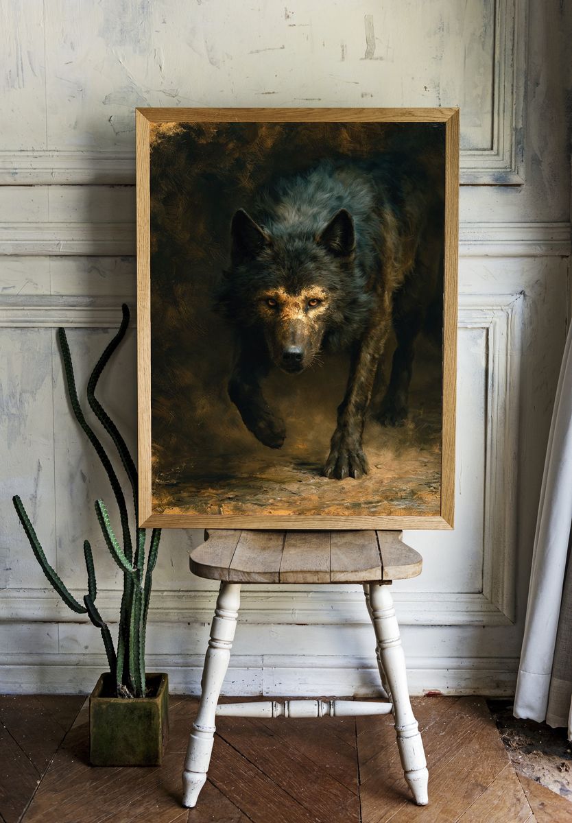 Wolf in Shadow Fine-Art Poster. — room view 1