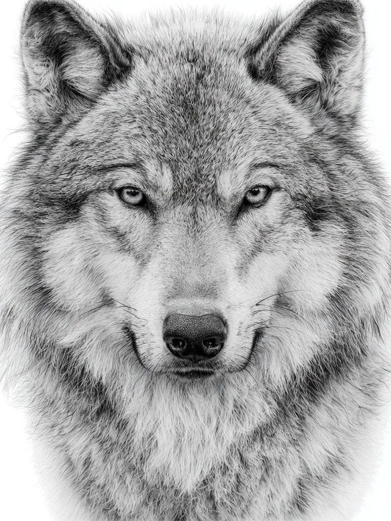 Wolf Portrait Black-White Poster.